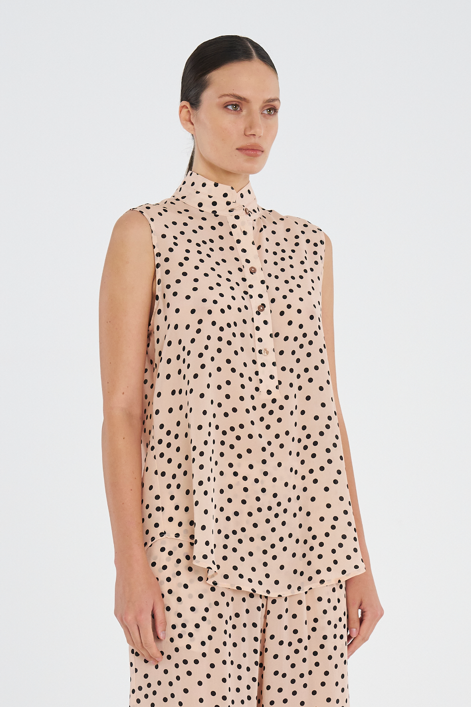 Mela Purdie Tab Slide Tank Scattered Spot Silk Print Meringue/Black