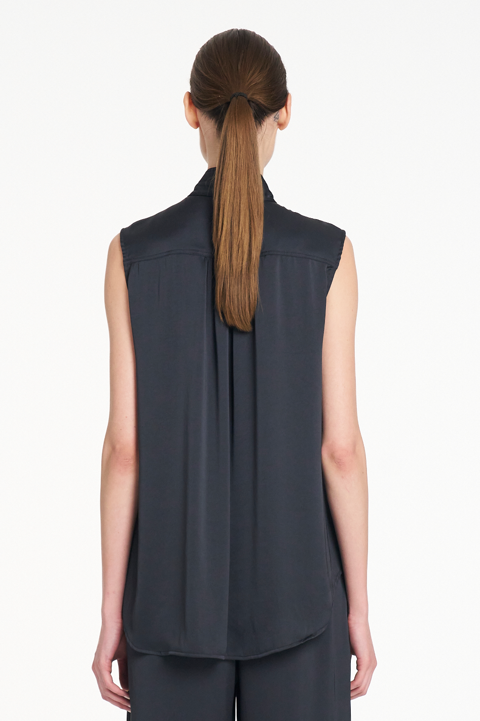Mela Purdie Tab Slide Tank in Navy Mirror Satin