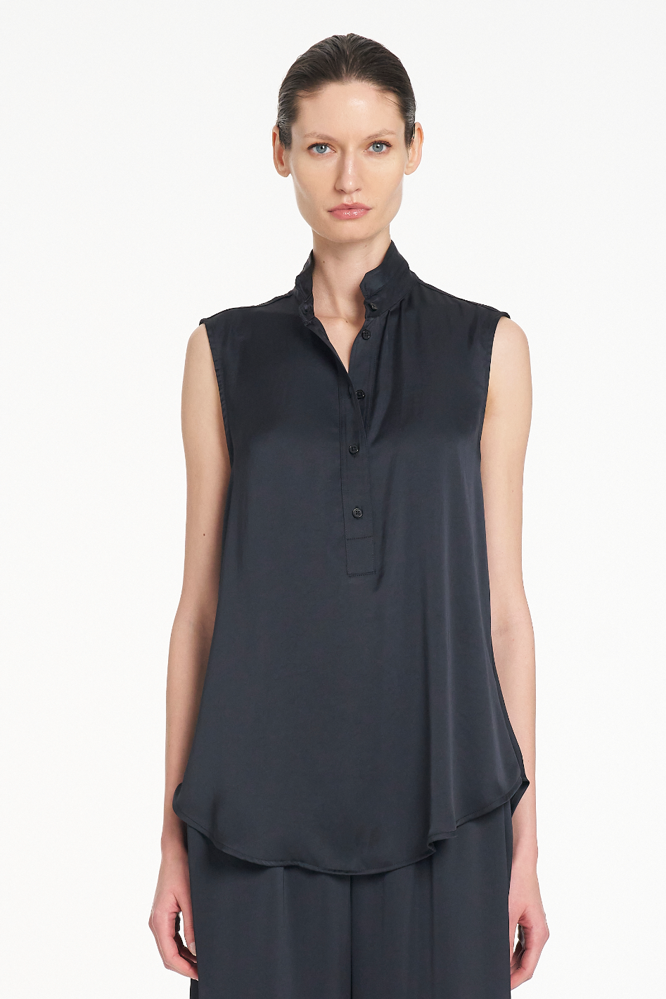 Mela Purdie Tab Slide Tank in Navy Mirror Satin