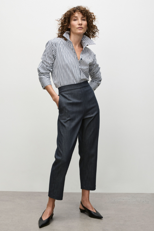 Mela Purdie Tapered Flat Pant | Soft Stretch Denim