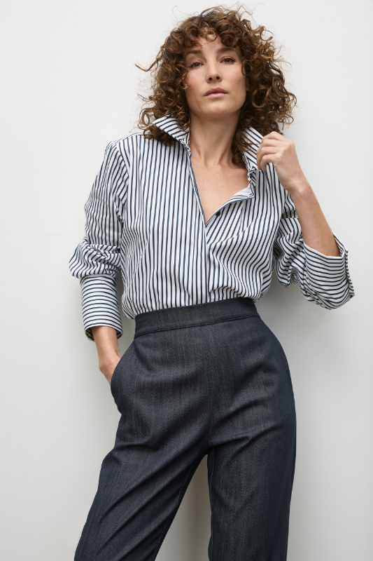 Mela Purdie Tapered Flat Pant | Soft Stretch Denim