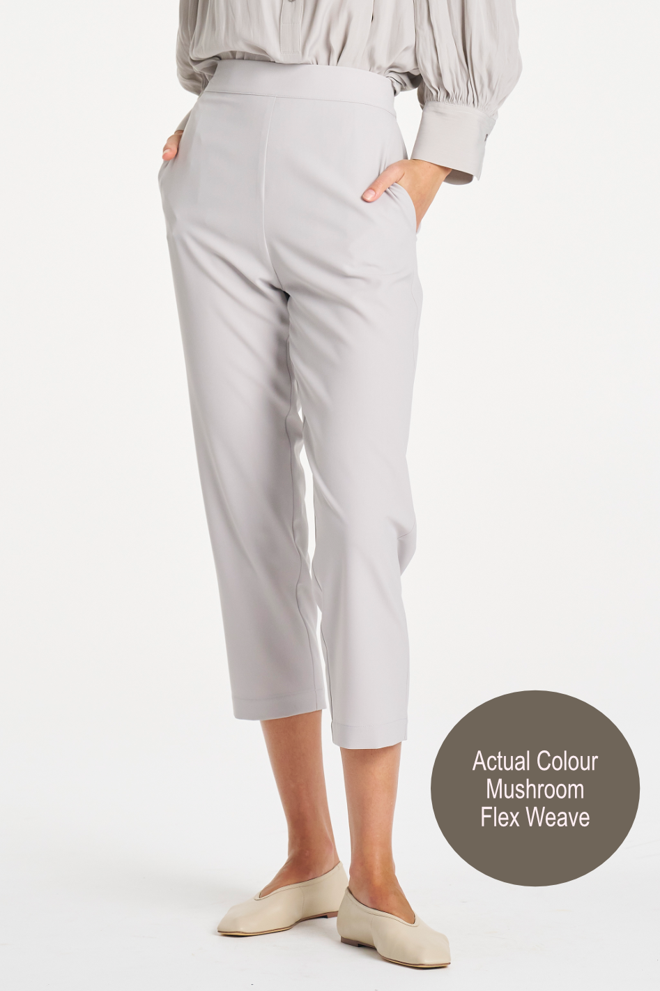 Mela Purdie Tapered Pant Flex Weave with Mushroom Colour Swatch