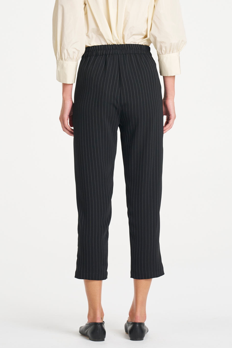 Mela Purdie Tapered Flat Pant in Suit Stripe