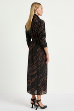 Load image into Gallery viewer, Mela Purdie Tie Shirt Dress in Shadow Print Silk
