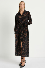 Load image into Gallery viewer, Mela Purdie Tie Shirt Dress in Shadow Print Silk

