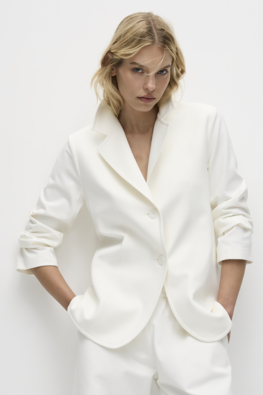 Mela Purdie Trim Blazer | Polished Ponte | Winter White