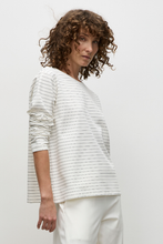 Load image into Gallery viewer, Mela Purdie Trunk Sweater in Cream and Black Micro Stripe Ponte
