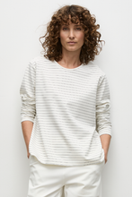 Load image into Gallery viewer, Mela Purdie Trunk Sweater in Cream and Black Micro Stripe Ponte
