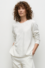 Load image into Gallery viewer, Mela Purdie Trunk Sweater in Cream and Black Micro Stripe Ponte
