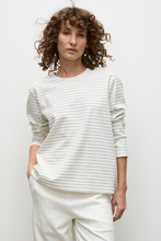 Load image into Gallery viewer, Mela Purdie Trunk Sweater in Cream and Black Micro Stripe Ponte
