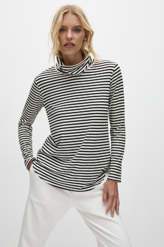 Mela Purdie Turtle Neck Top | Straw Stripe