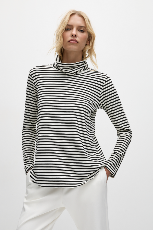 Mela Purdie Turtle Neck Top | Straw Stripe