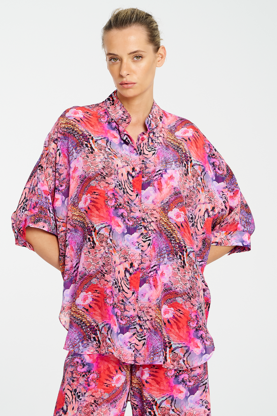 Mela Purdie Villa Overshirt | Kaleidoscope Print Silk