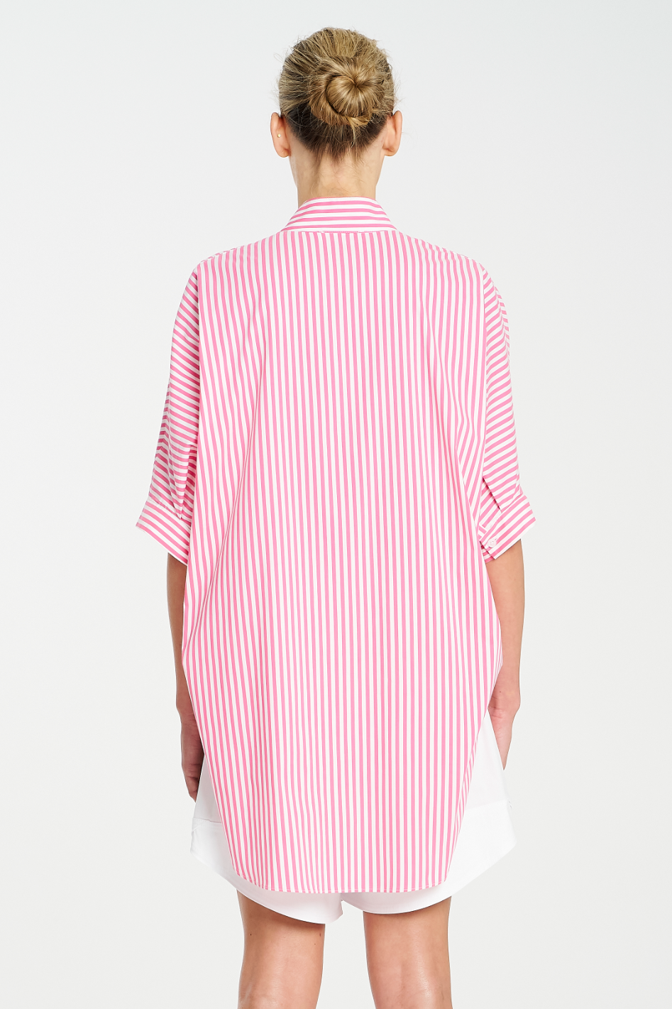 Mela Purdie Villa Overshirt | Stripe Microprene | Hot Pink|White