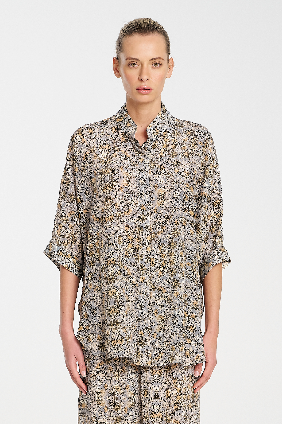Mela Purdie Villa Overshirt Spinifex Print Silk