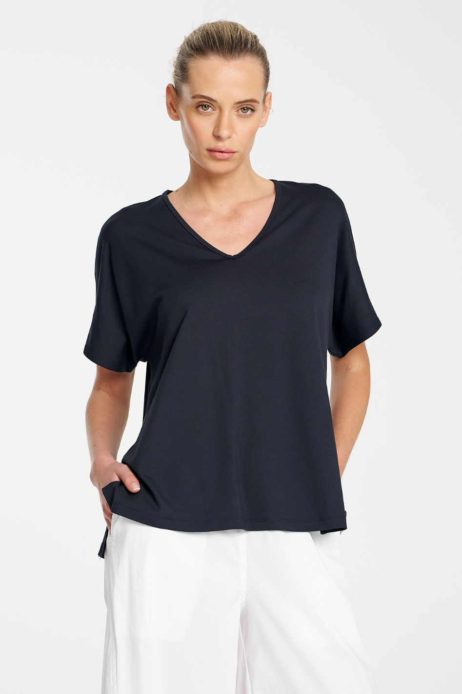 Mela Purdie Wedge Shell in Matte Jersey French Navy