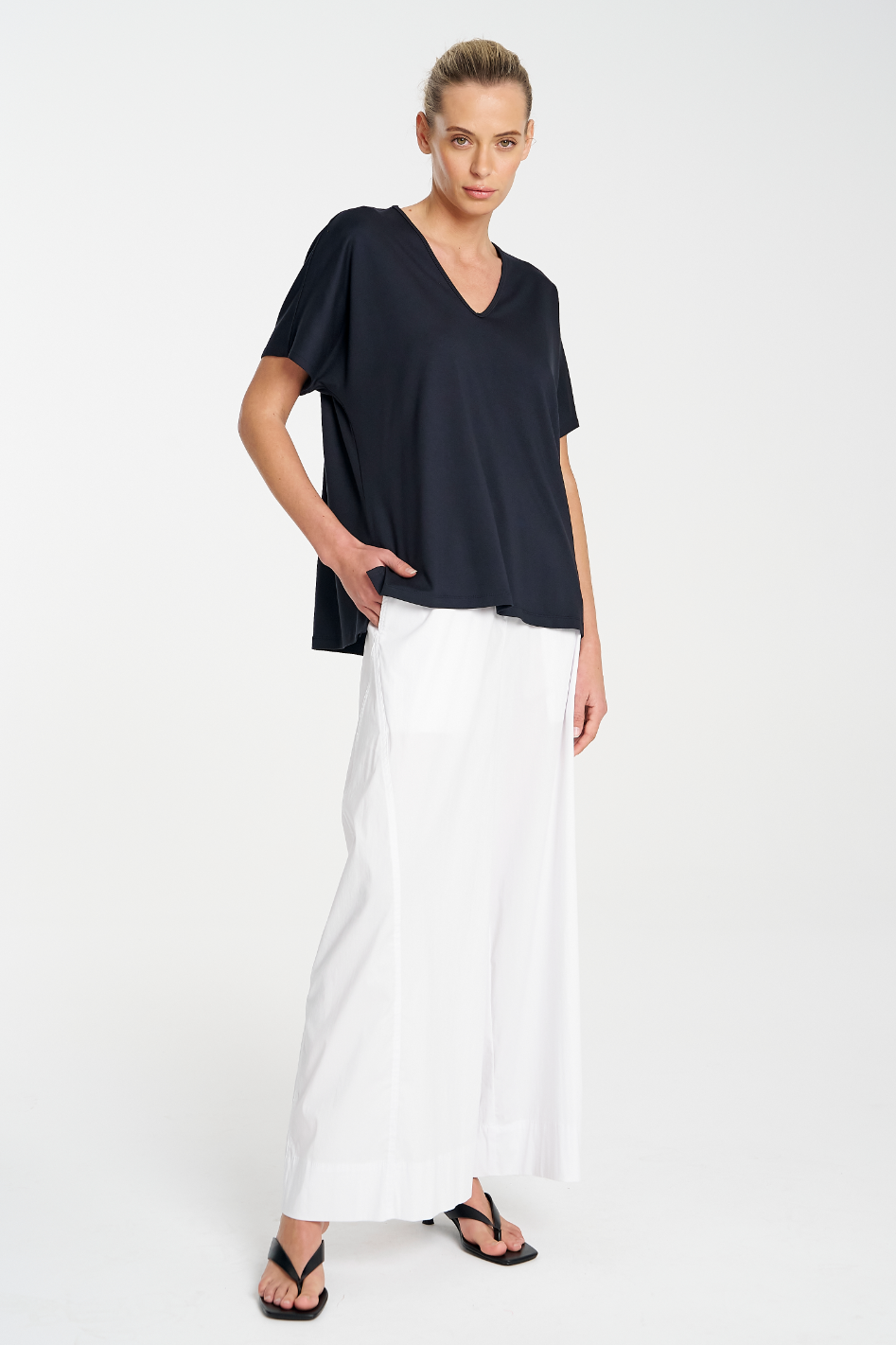 Mela Purdie Wedge Shell in Matte Jersey French Navy