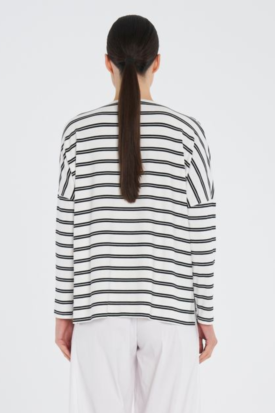 Mela Purdie Wedge Sweater | Dual Stripe Jersey | White/Black