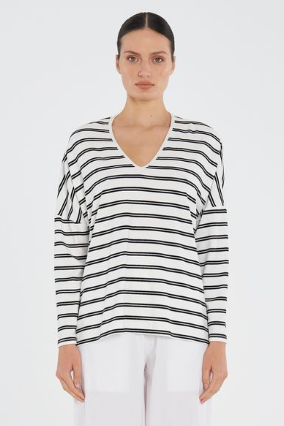 Mela Purdie Wedge Sweater | Dual Stripe Jersey | White/Black