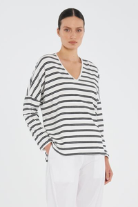 Mela Purdie Wedge Sweater | Dual Stripe Jersey | White/Black