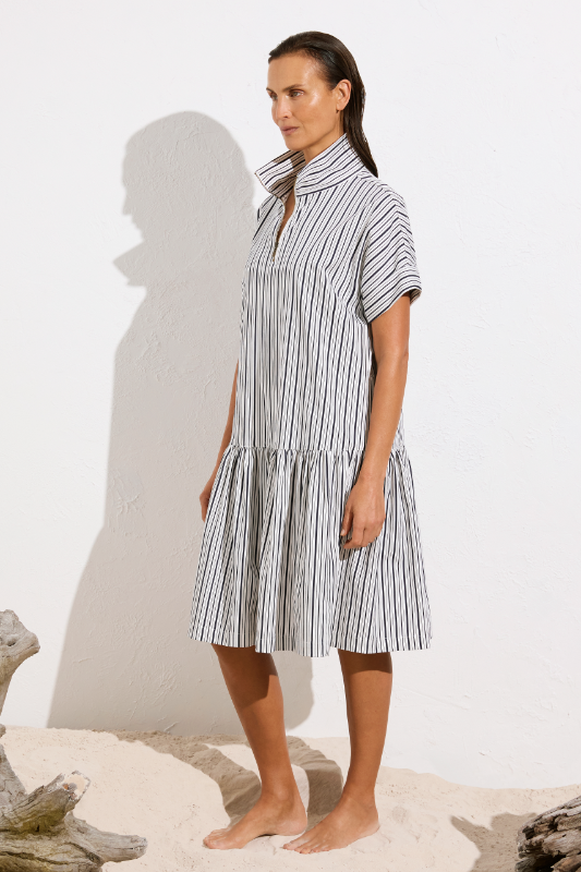 Mela Purdie Zip Botanica Dress | Calico Stripe Popilene