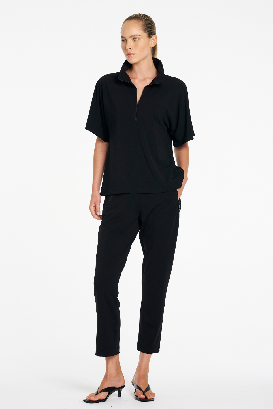 Mela Purdie Zip Flute Shell in Black Powder Knit