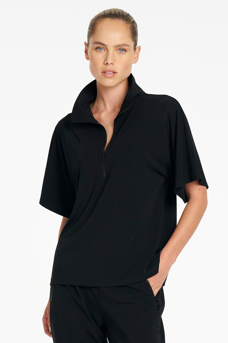 Mela Purdie Zip Flute Shell in Black Powder Knit