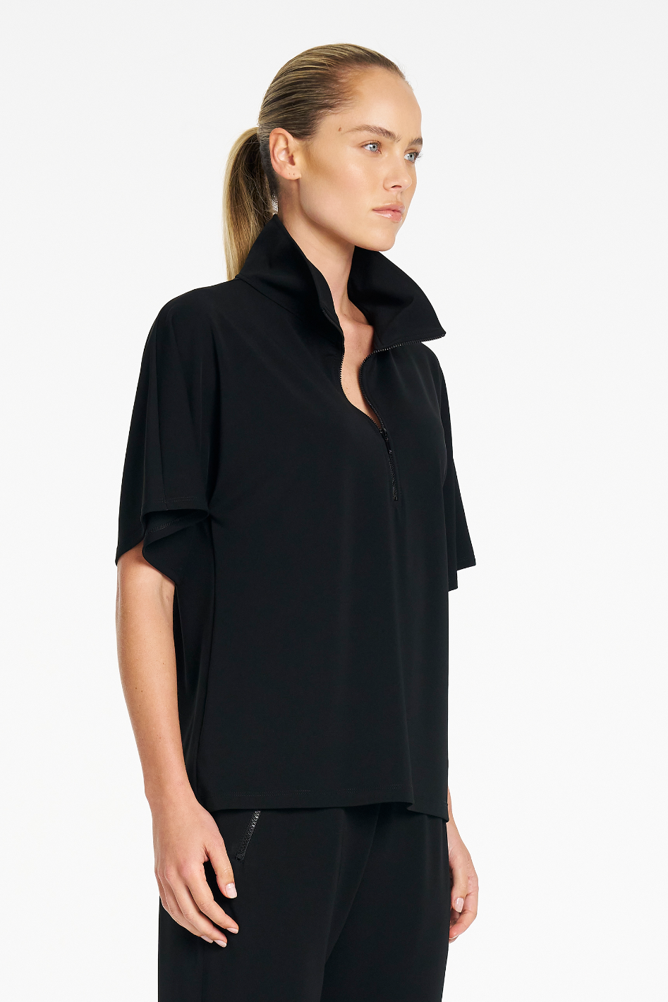 Mela Purdie Zip Flute Shell in Black Powder Knit