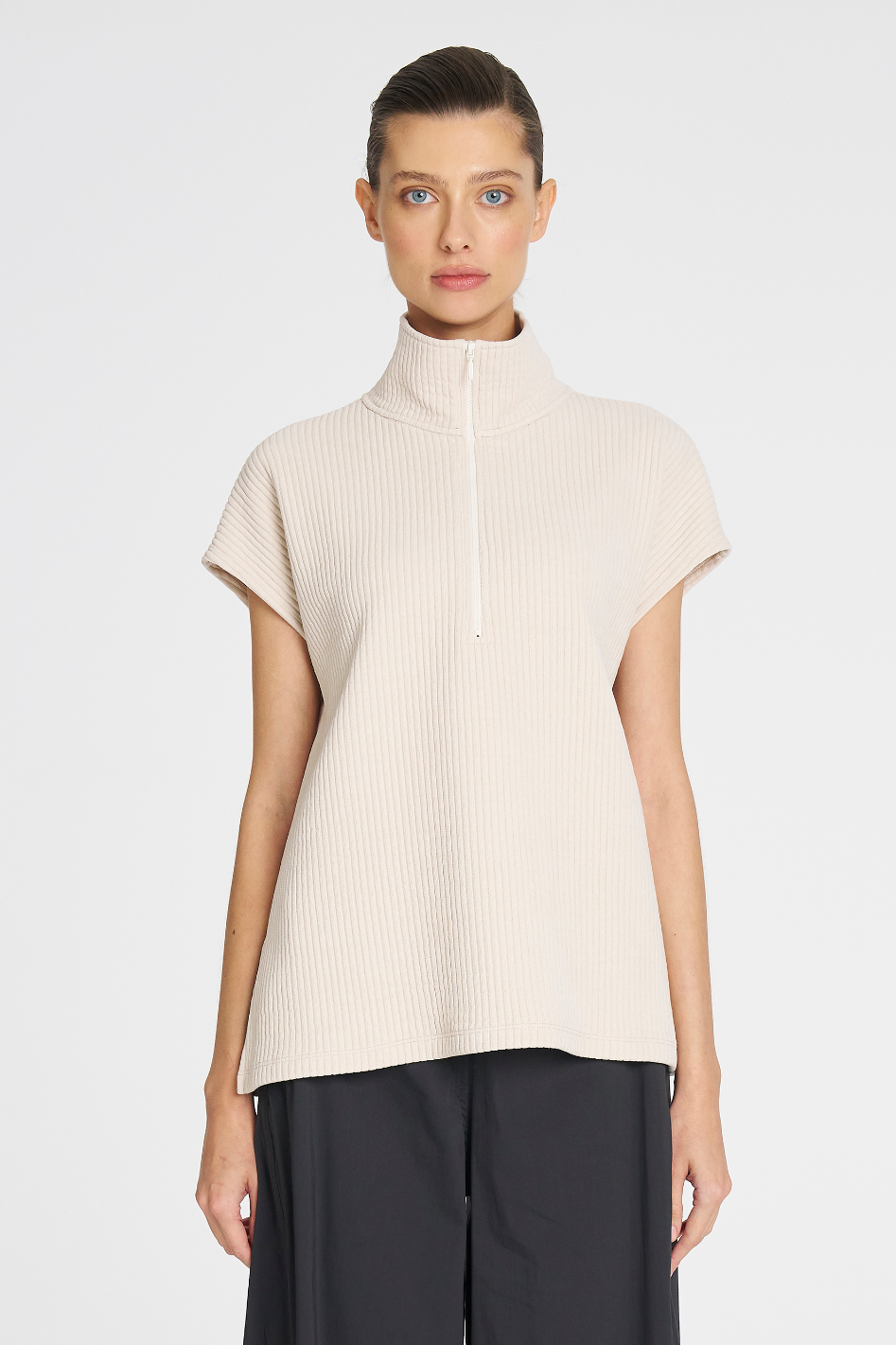 Mela Purdie Zip Front Shell | Cord Knit | Petal