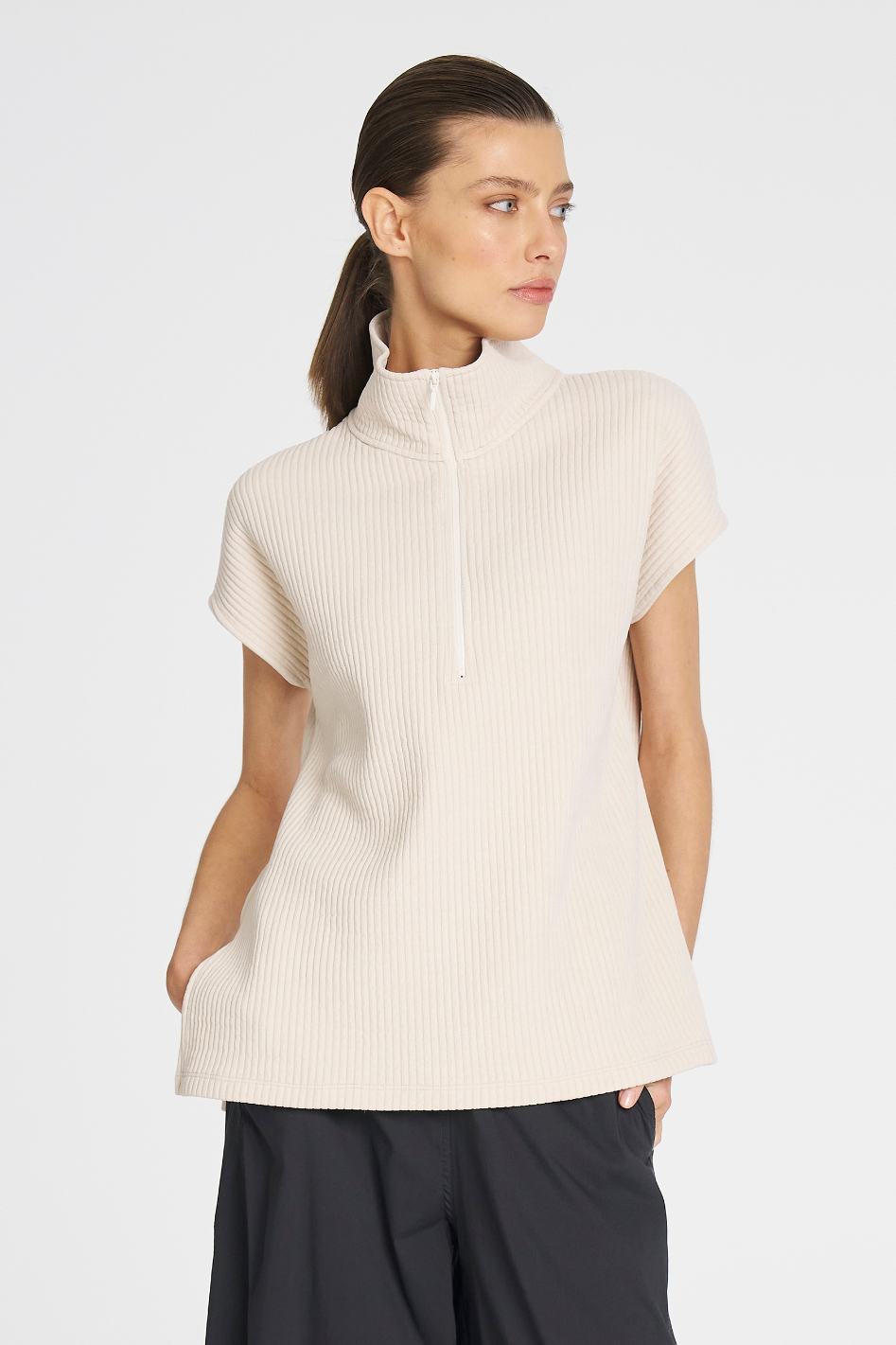 Mela Purdie Zip Front Shell | Cord Knit | Petal