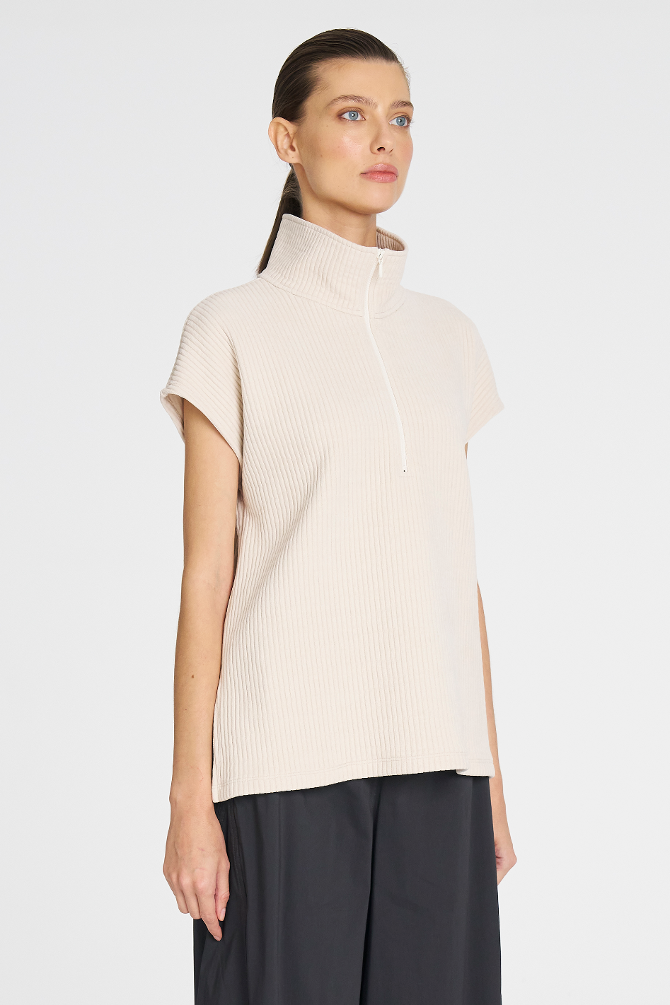 Mela Purdie Zip Front Shell | Cord Knit | Petal
