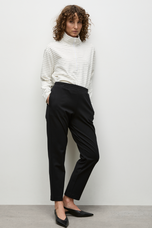 Mela Purdie Zip Front Sweater | Micro Stripe Ponte