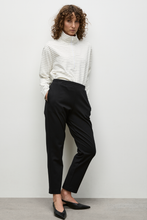 Load image into Gallery viewer, Mela Purdie Zip Front Sweater in Cream and Black Micro Stripe Ponte
