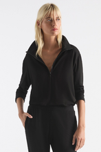 Load image into Gallery viewer, Mela Purdie Zip Front Sweater in Black Powder Knit
