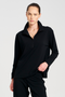 Mela Purdie Zip Front Sweater in Black Powder Knit