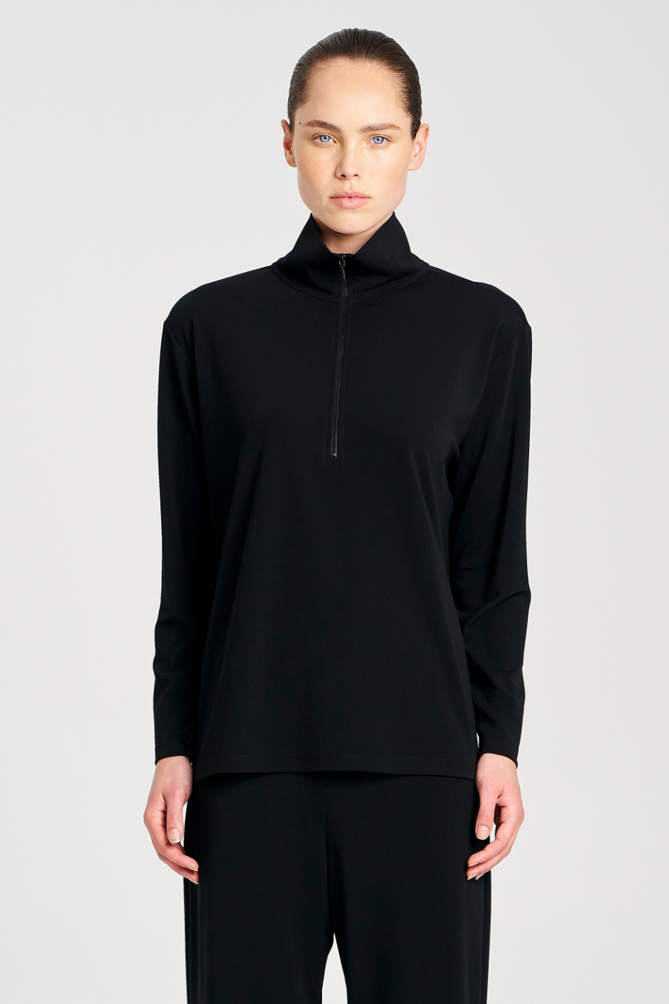 Mela Purdie Zip Front Sweater in Black Powder Knit
