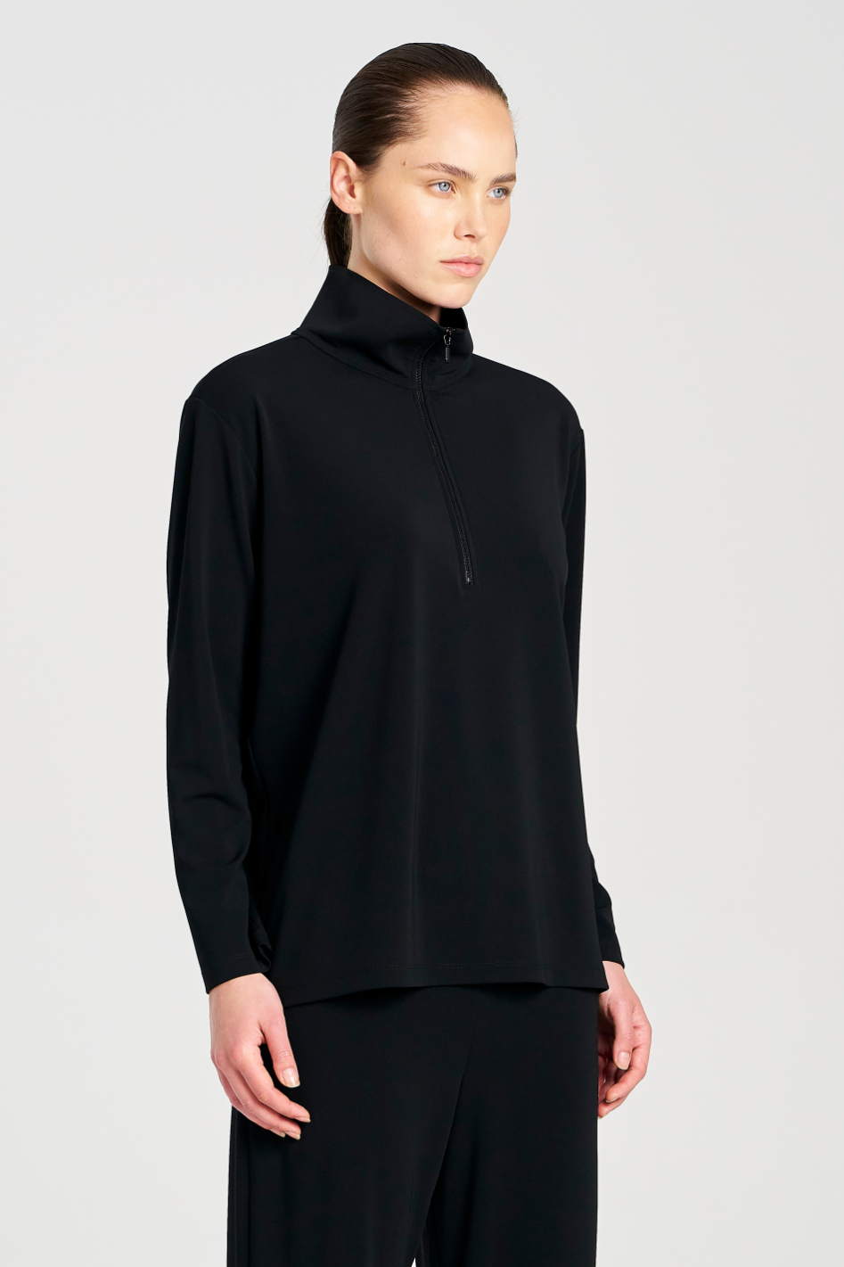 Mela Purdie Zip Front Sweater in Black Powder Knit