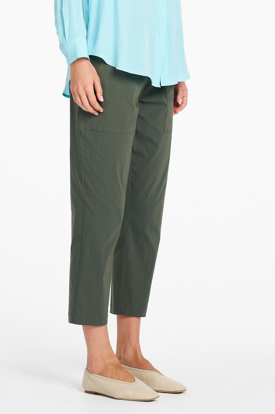 Mela Purdie Zip Tapered Pant in Bayleaf Microprene