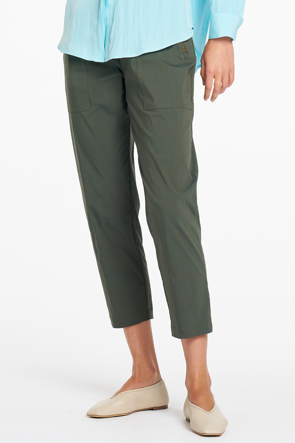 Mela Purdie Zip Tapered Pant in Bayleaf Microprene