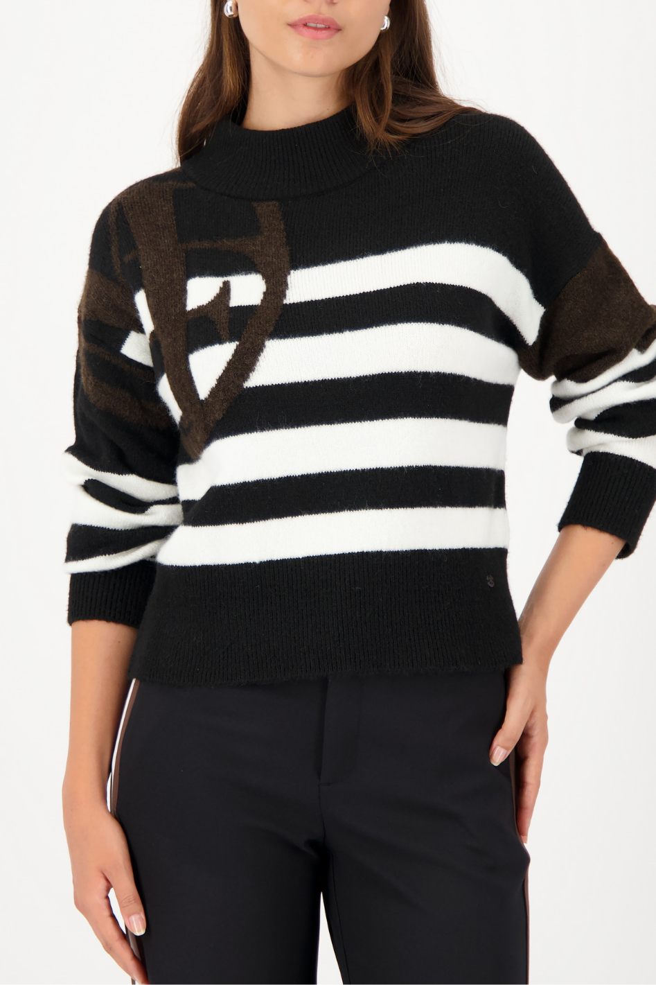 Monari Black Knitted Jumper with Emblem 