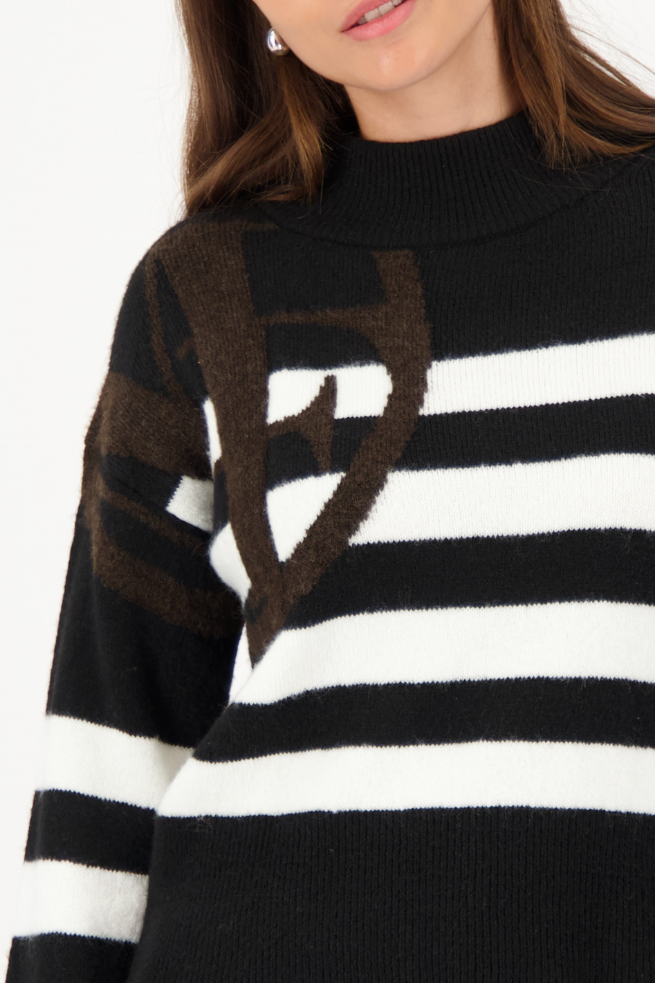 Monari Black Knitted Jumper with Emblem 