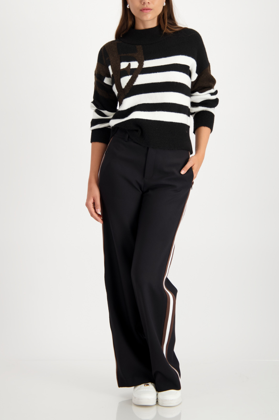 Monari Black Knitted Jumper with Emblem 