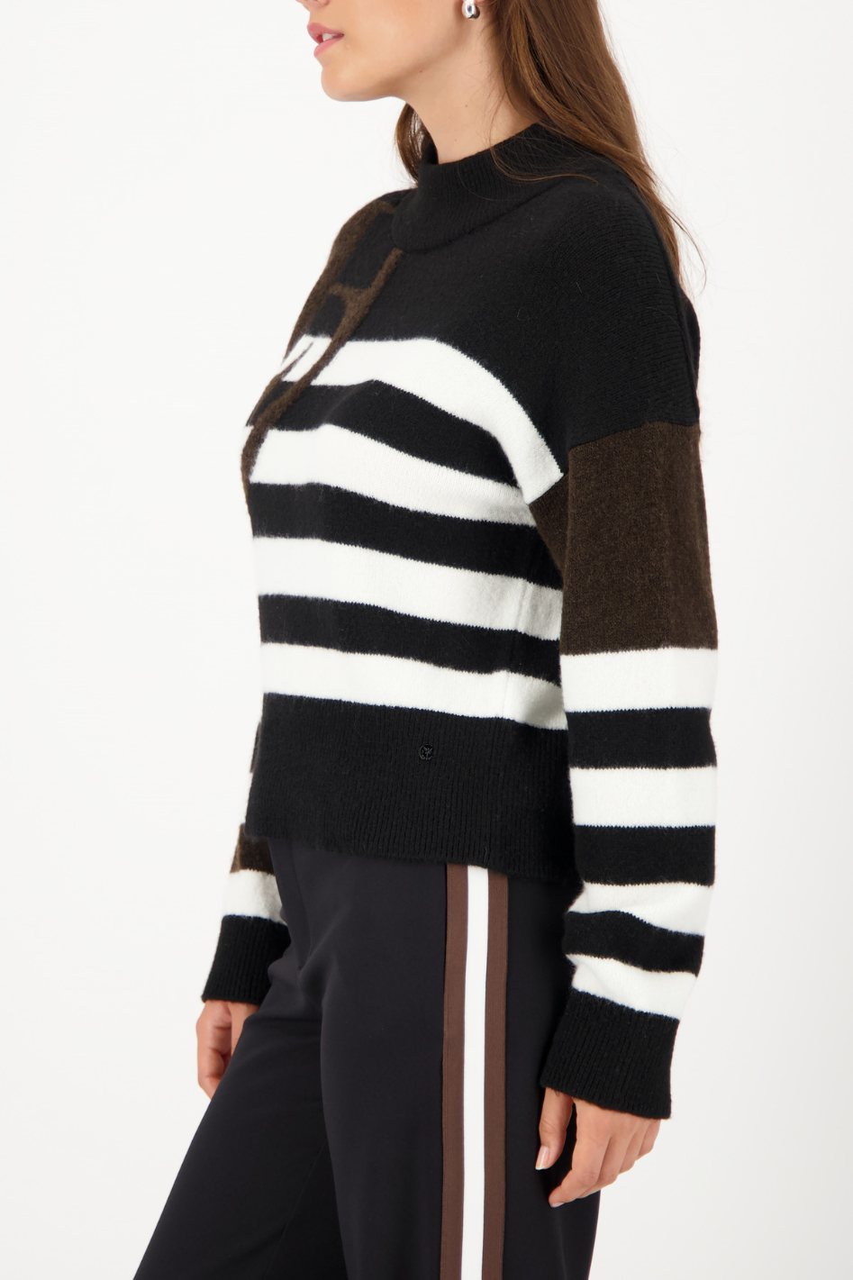 Monari Black Knitted Jumper with Emblem 