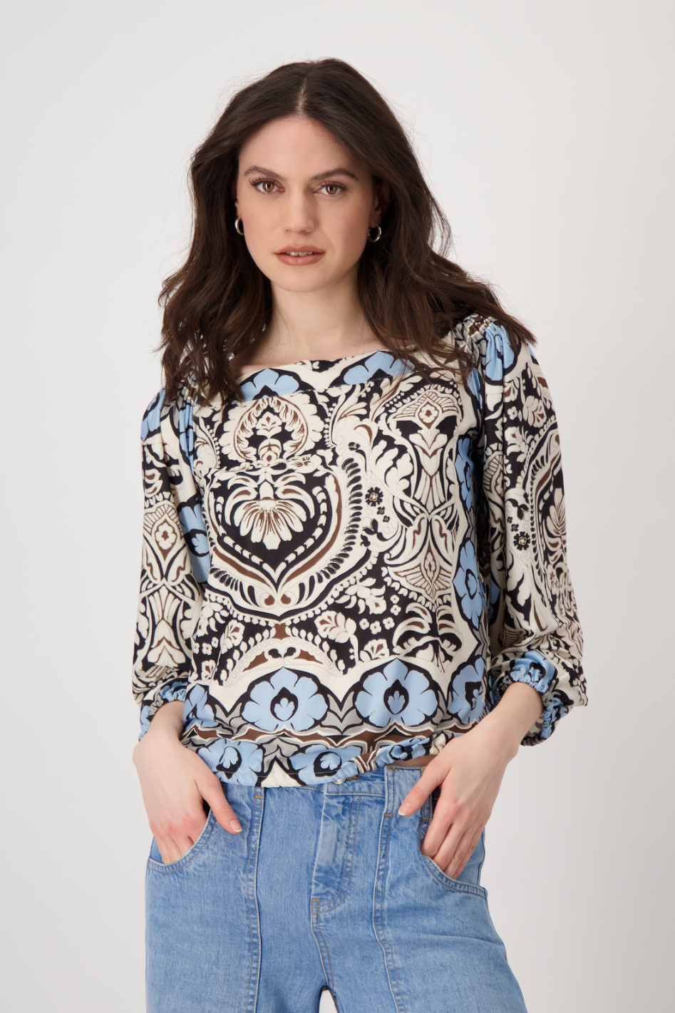 Monari Carmen Blouse in Ornament Print