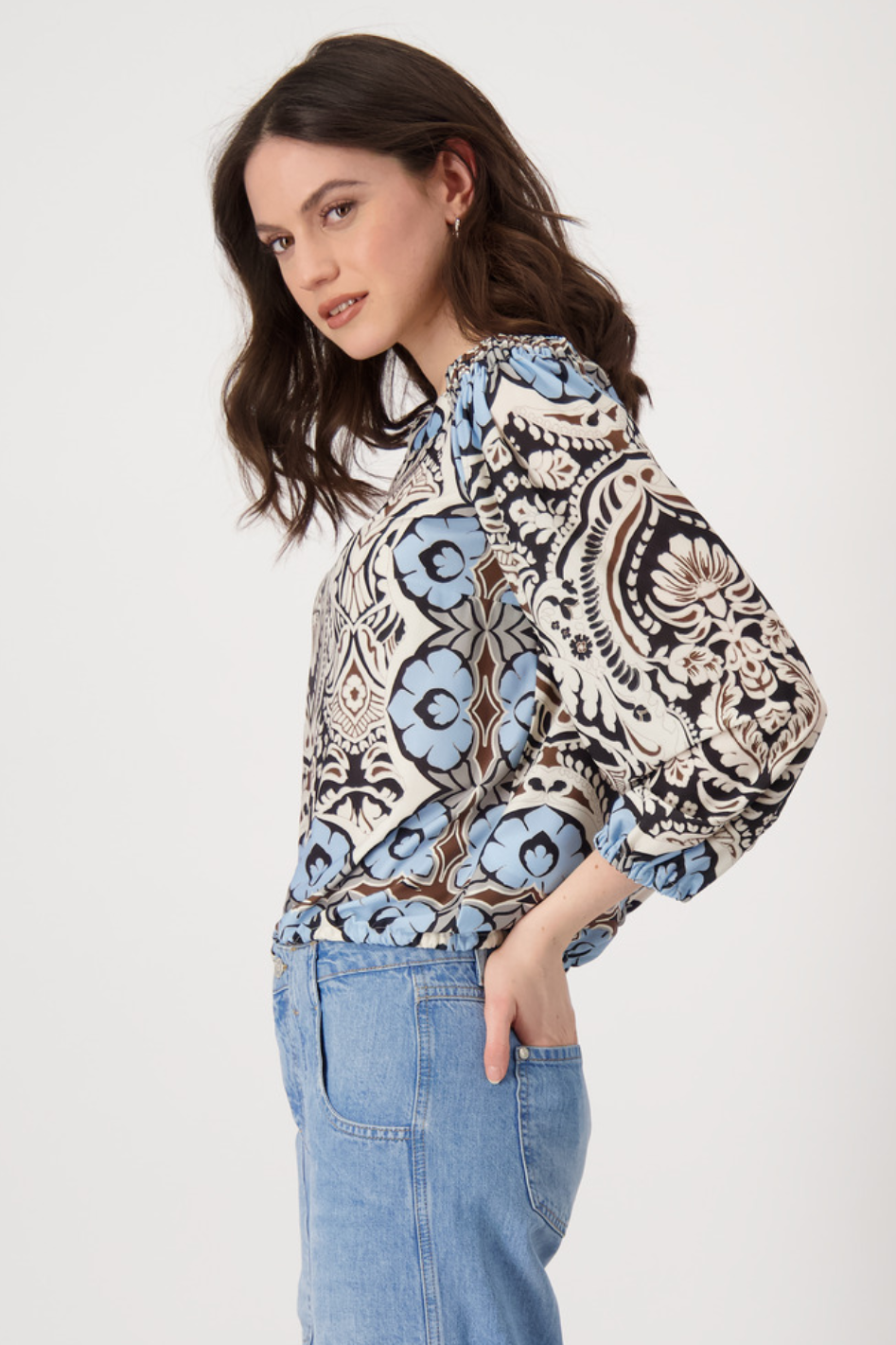 Monari Carmen Blouse in Ornament Print
