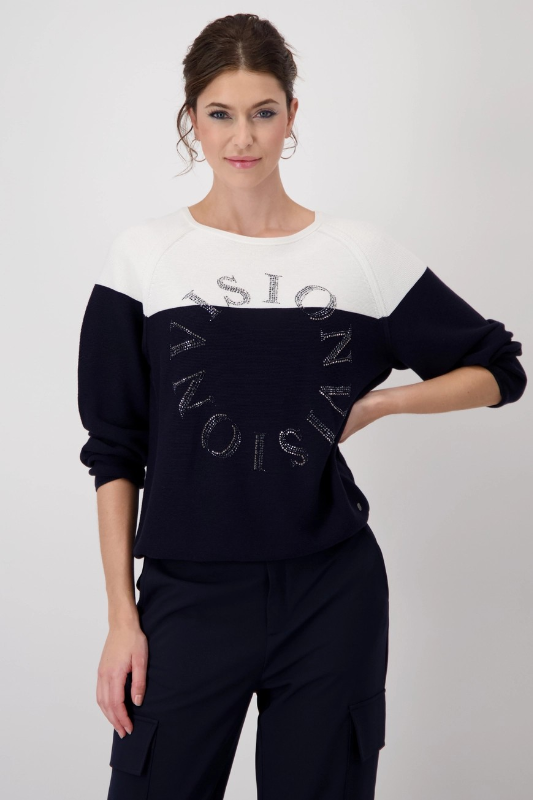 Monari Colour Block Jumper in Deep Ocean
