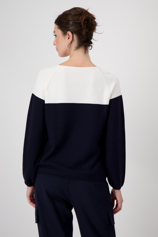 Monari Colour Block Jumper in Deep Ocean