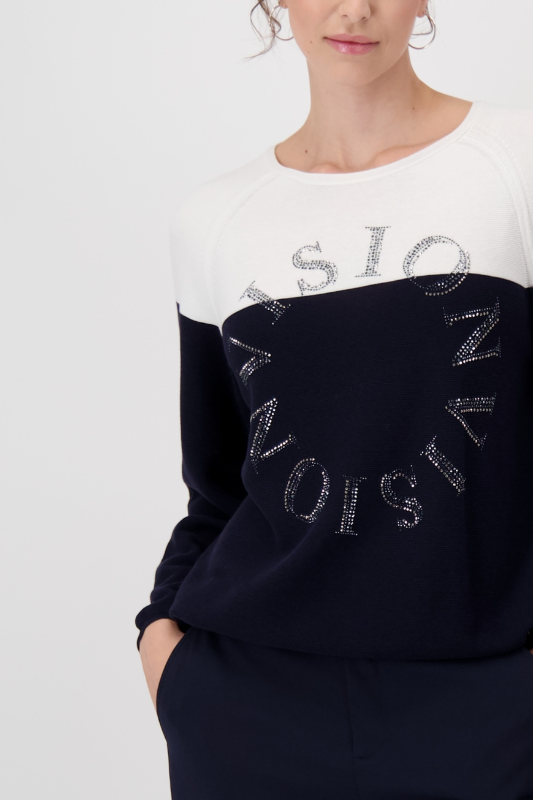 Monari Colour Block Jumper in Deep Ocean