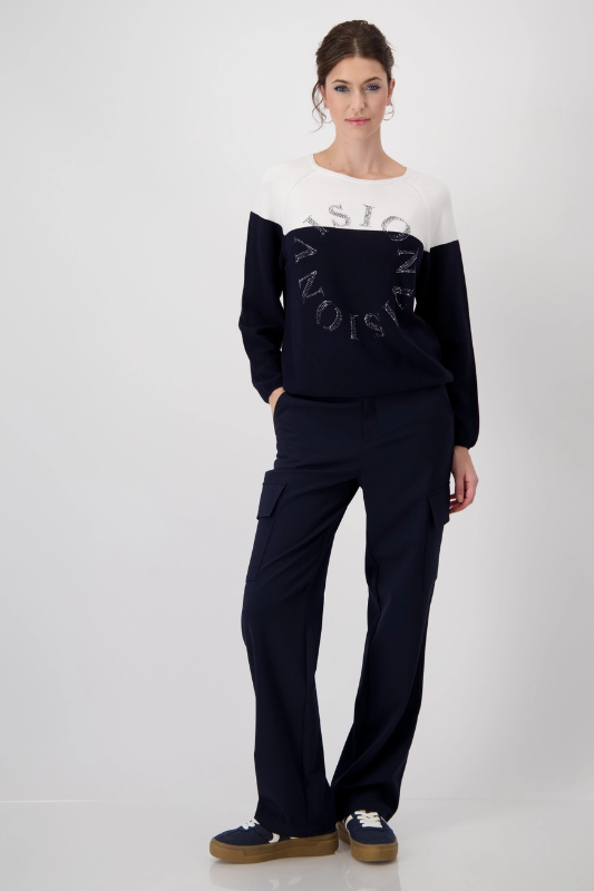 Monari Colour Block Jumper in Deep Ocean