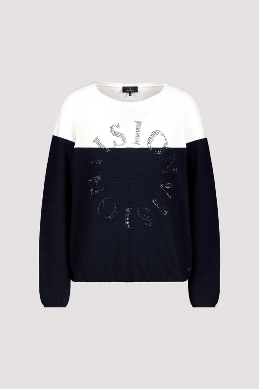 Monari Colour Block Jumper in Deep Ocean